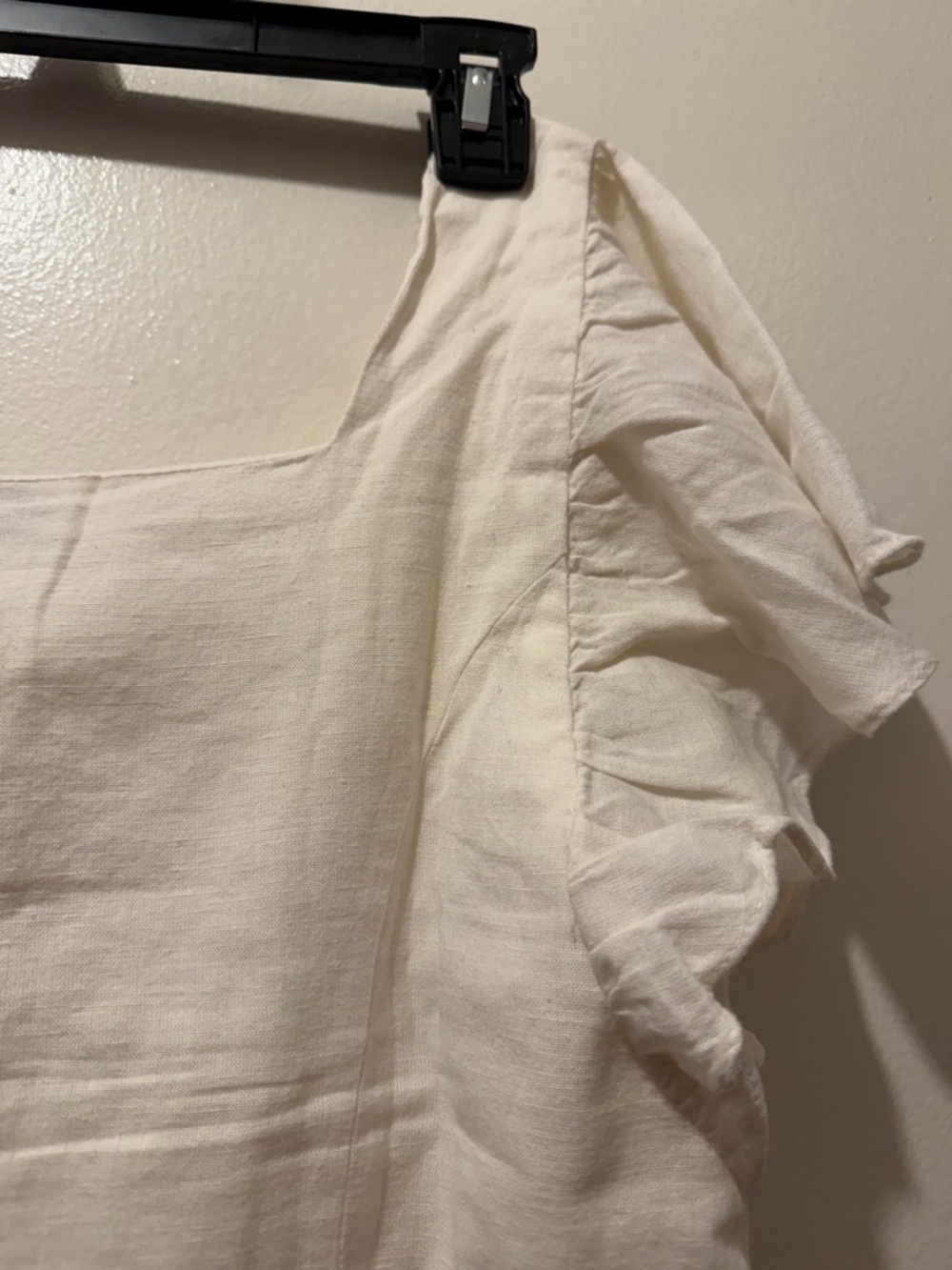 Zara Cream Button-Front Ruffle Sleeve Crop Top - Picture 9 of 10